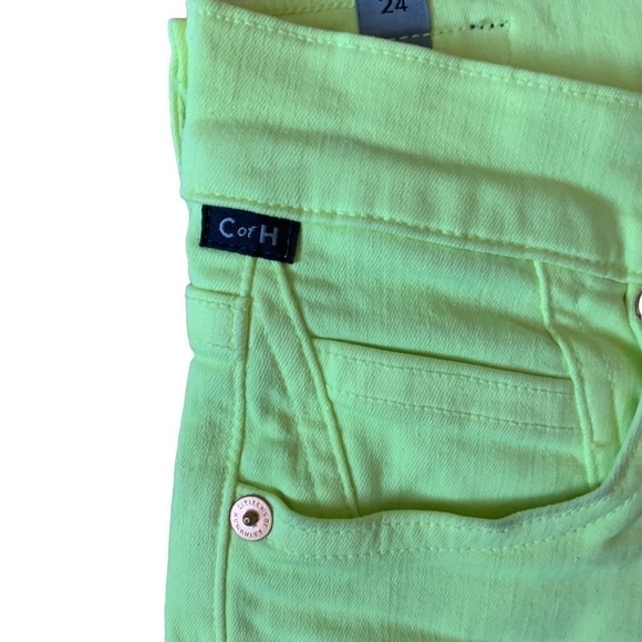 CofH Cara High Rise Cigarette Jeans in Neon Blaze Yellow Size 24 - Picture 6 of 16